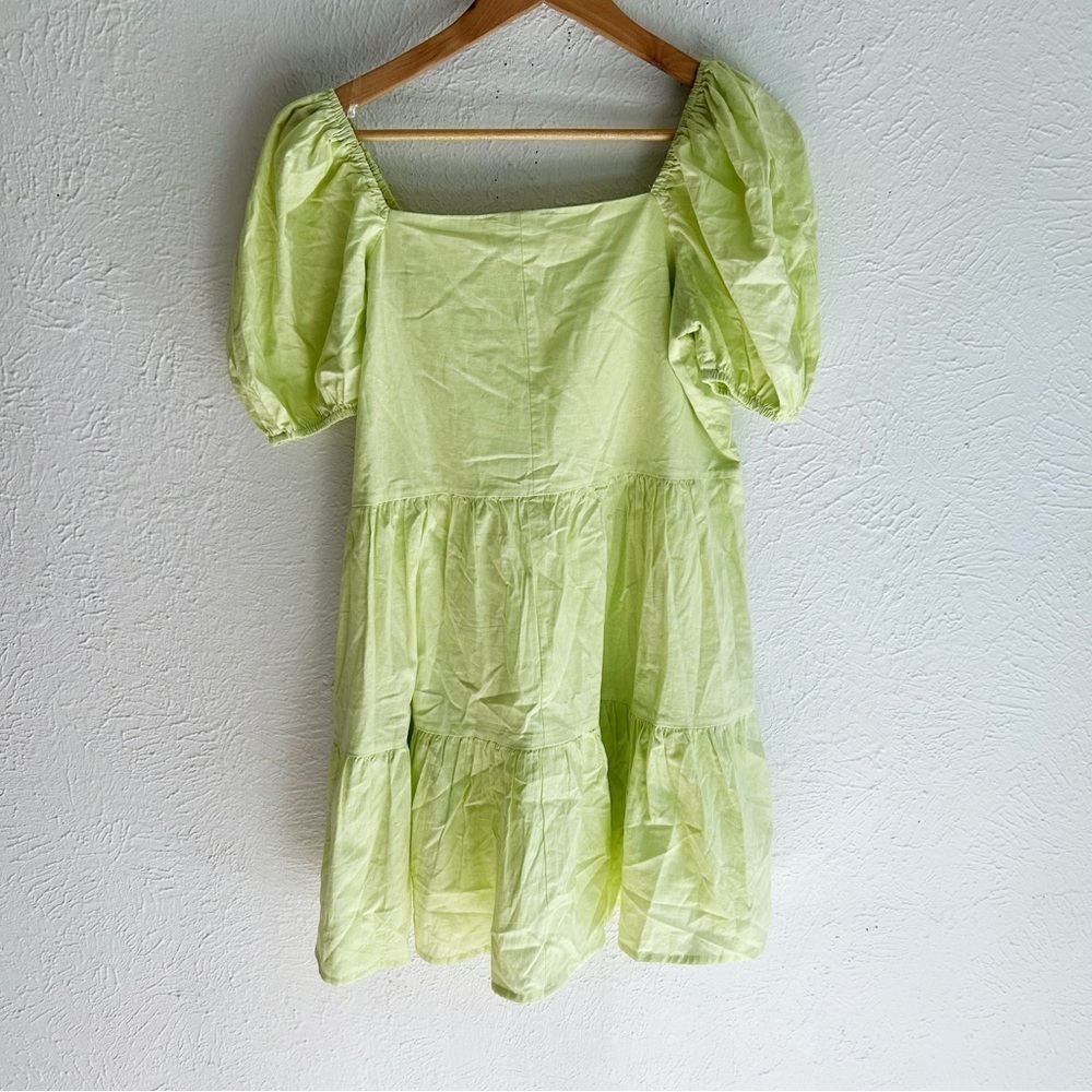 Talulah Neon Puff Sleeve Ruffle Mini Dress Green Sz Small - Picture 3 of 5